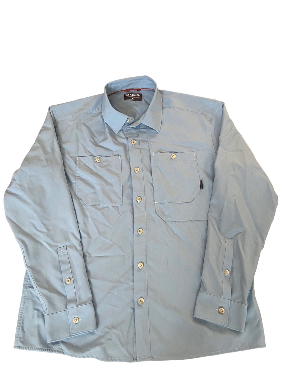 Simms Double Haul Long-Sleeve Button Down Collared Light Blue Fishing Shirt